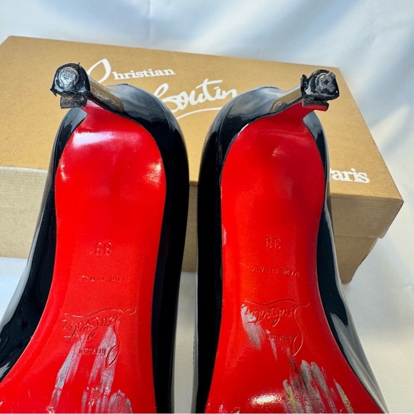 Christian Louboutin Simple Pump 70 Black Patent Calf Leather Pumps Red Bottoms - Picture 13 of 14